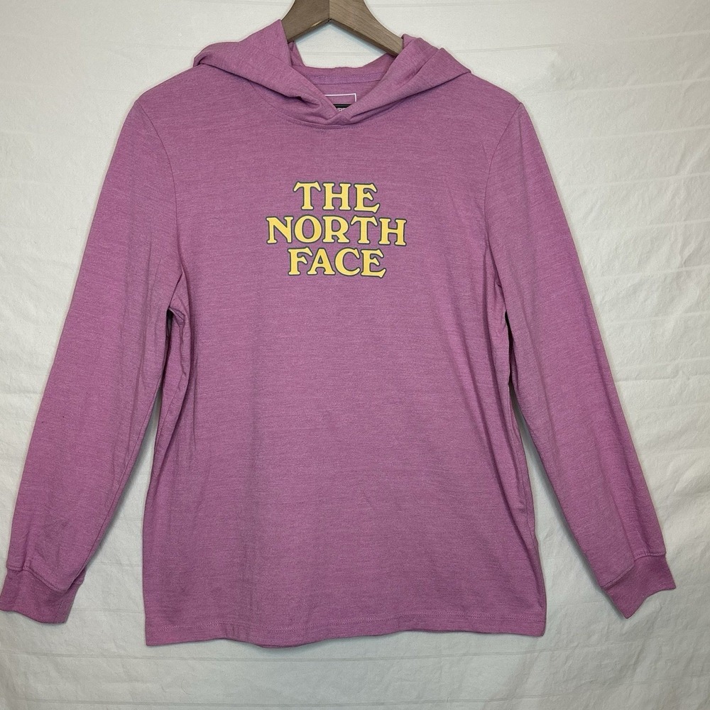The‎ North Face T-Shirt Hoodie Medium Long Sleeve Pink Summer Feels Logo Graphic